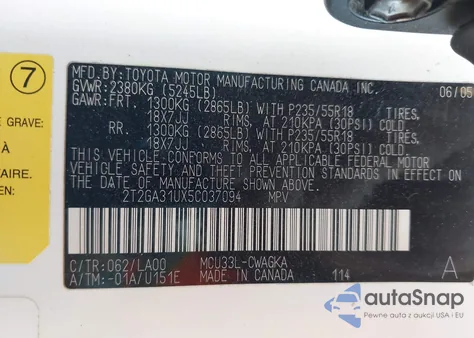 2005 Lexus Rx 330 z USA, uszkodzony, nr VIN 2T2GA31UX5C037094